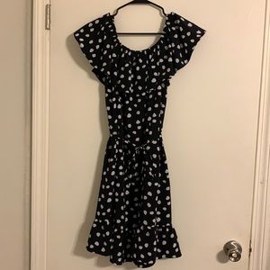 Short black and white polka dot dress